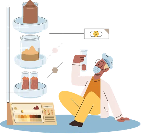 Scientist measuring ground levels status  Illustration