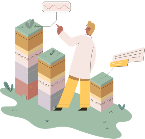 Scientist measuring ground levels status  Illustration