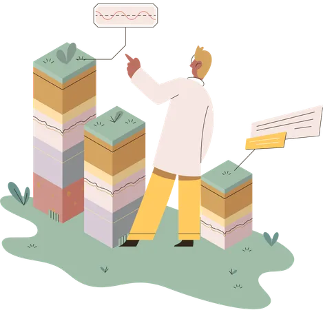 Scientist measuring ground levels status  Illustration