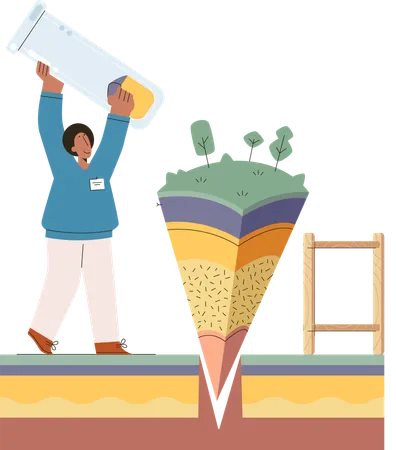 Scientist measuring ground levels status  Illustration