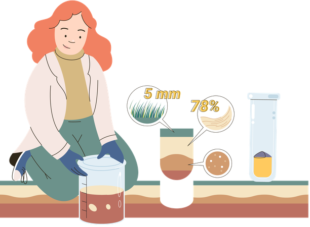 Scientist measuring ground levels status  Illustration