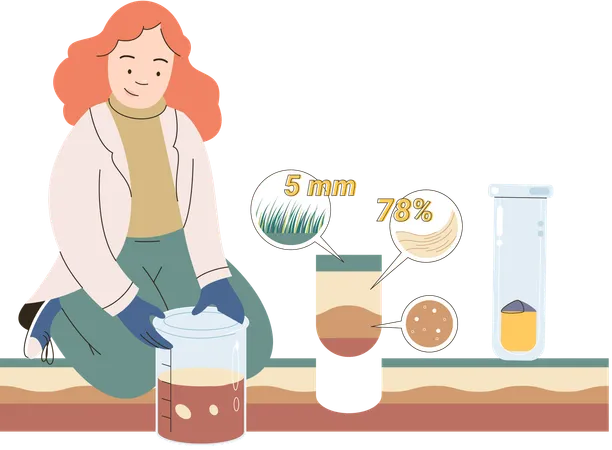 Scientist measuring ground levels status  Illustration