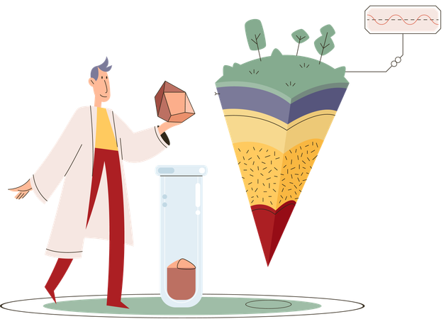 Scientist measuring ground levels status  Illustration