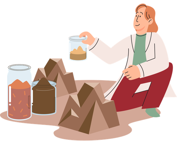 Scientist measuring ground levels status  Illustration