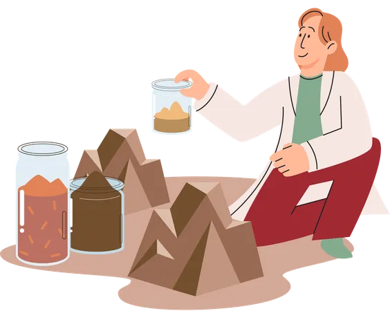 Scientist measuring ground levels status  Illustration