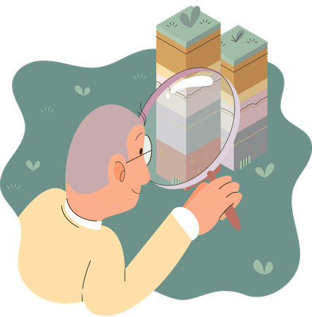 Scientist measuring ground levels status  Illustration