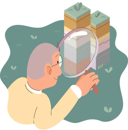 Scientist measuring ground levels status  Illustration