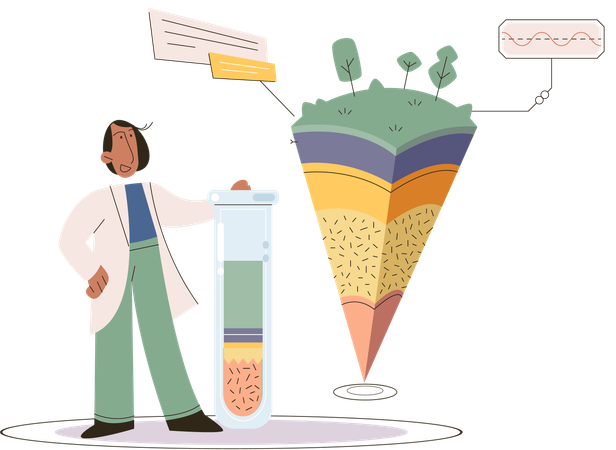 Scientist measuring ground levels status  Illustration