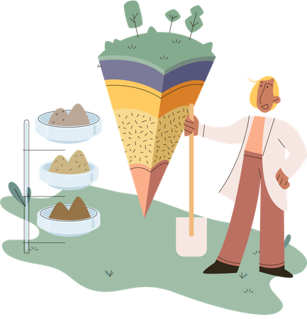 Scientist measuring ground levels status  Illustration