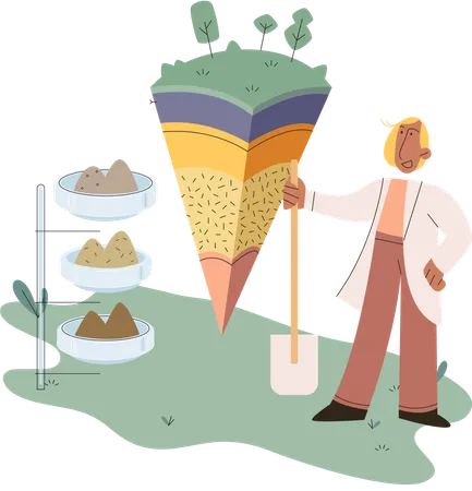 Scientist measuring ground levels status  Illustration