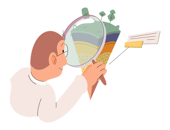 Scientist measuring ground soil levels  Illustration