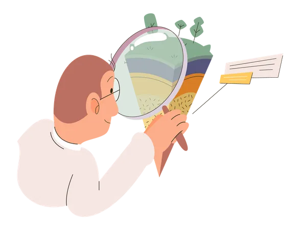 Scientist measuring ground soil levels  Illustration