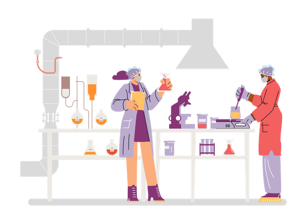 Scientist mixing ingredients for research  Illustration