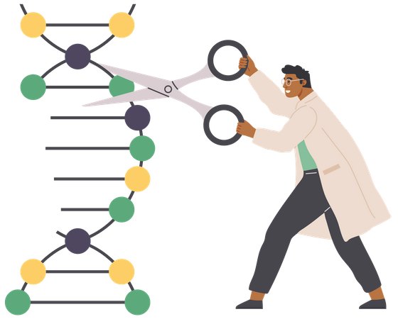 Scientist Modifying Dna Molecule Illustration