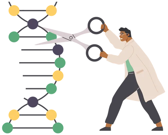 Scientist Modifying Dna Molecule  Illustration
