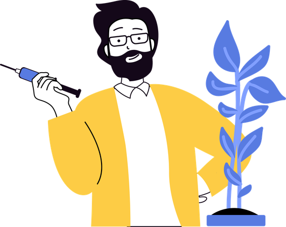 Scientist performing botanical research  Illustration