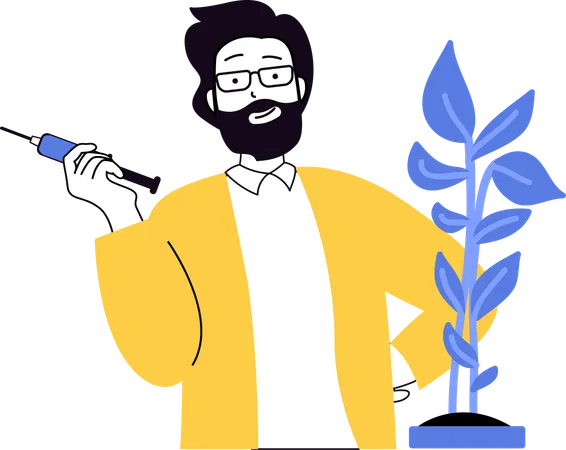 Scientist performing botanical research  Illustration