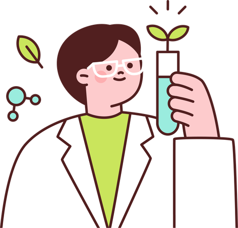 Scientist performing green experiment  Illustration