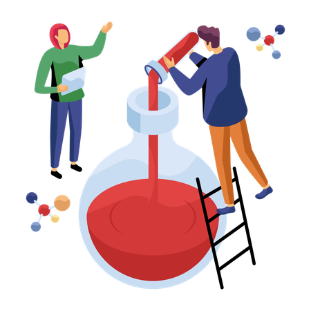 Scientist performing lab experiments  Illustration