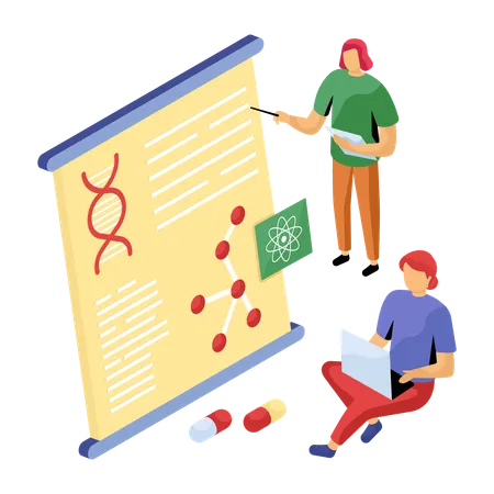 Scientist performing test on DNA module  Illustration