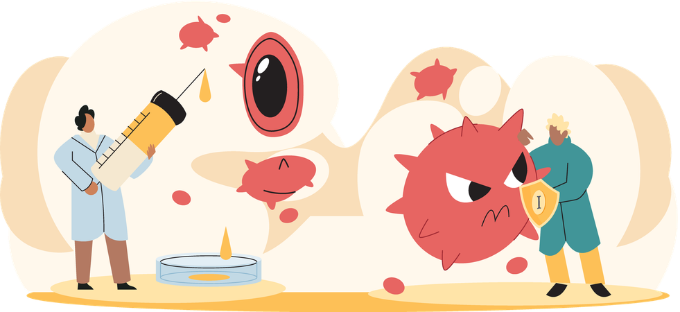 Scientist performs anti virus experiment  Illustration