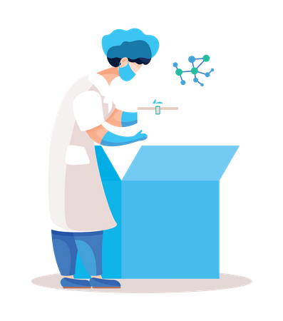 Scientist performs chemical experiments in scientific laboratory  Illustration