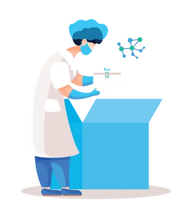 Scientist performs chemical experiments in scientific laboratory  Illustration