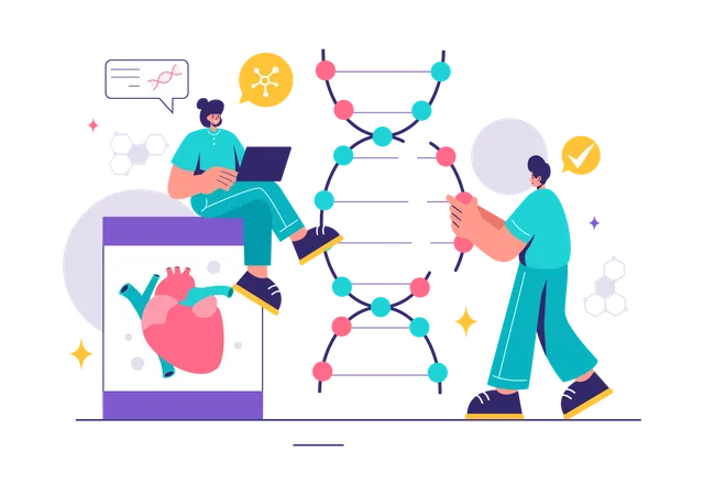 Scientist performs DNA research  Illustration