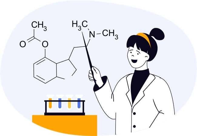 科学者が化学物質の実験を行う  イラスト