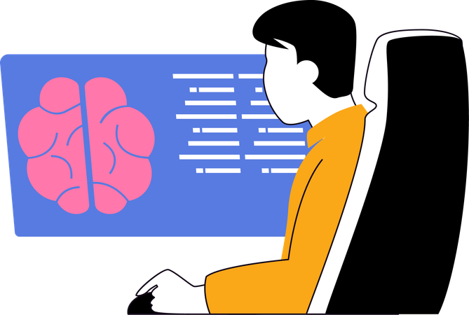 Scientist performs experiment on human brain  Illustration