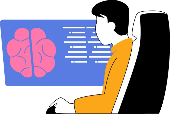 Scientist performs experiment on human brain  Illustration