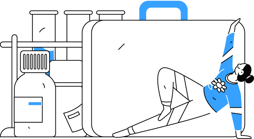 Scientist performs experiments on medicines  Illustration