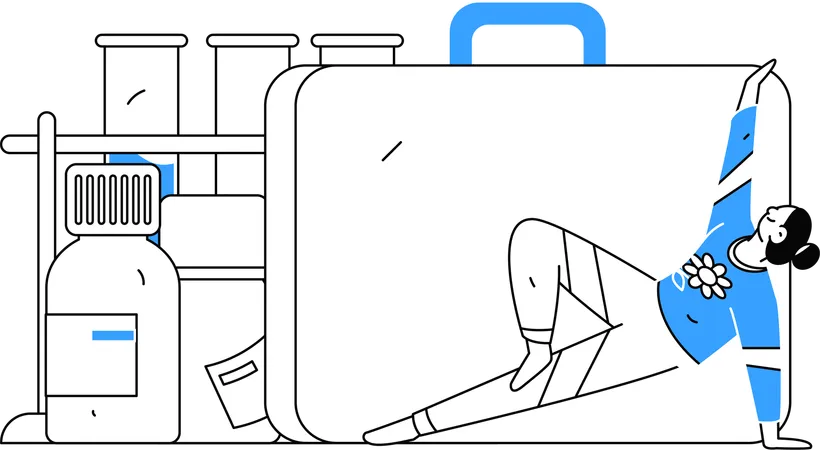 Scientist performs experiments on medicines  Illustration