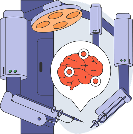 Scientist performs human brain research  Illustration