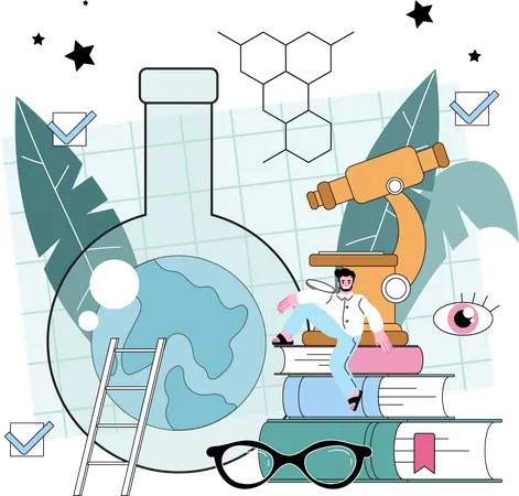 Scientist performs lab experiment  Illustration
