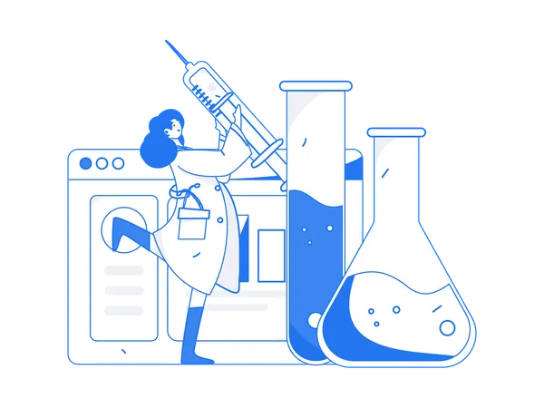 Scientist performs lab experiment  Illustration