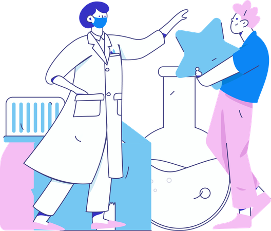 Scientist performs lab experiment  Illustration