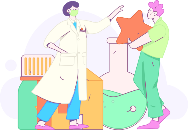 Scientist performs lab experiment  Illustration