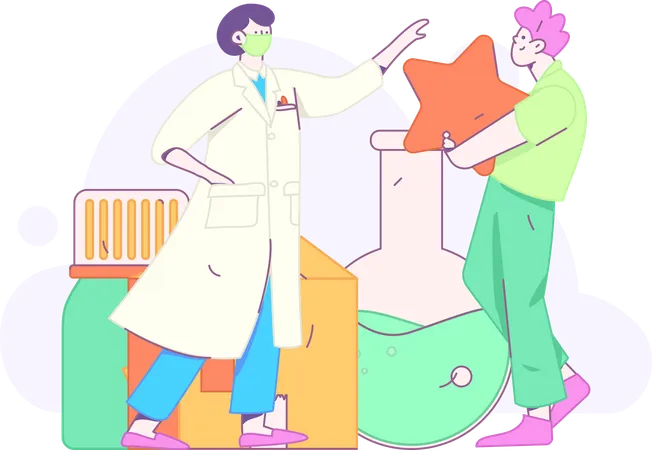 Scientist performs lab experiment  Illustration