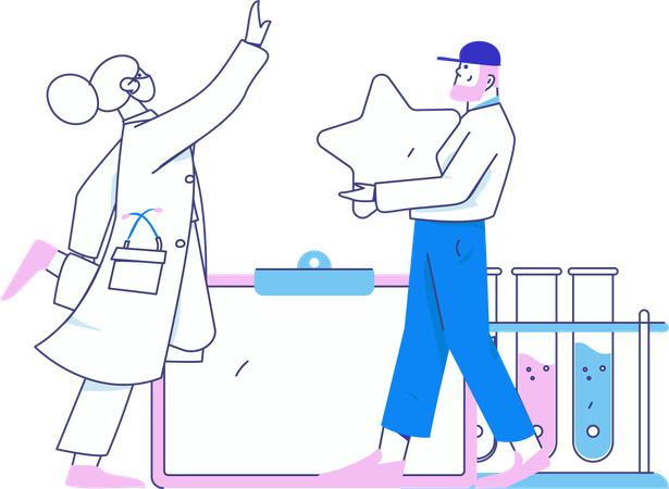 Scientist performs lab experiment  Illustration