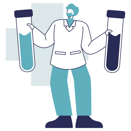Scientist performs lab experiment  Illustration