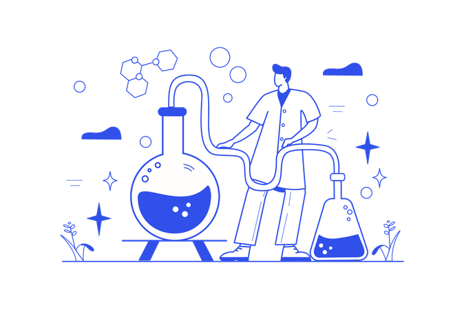 Scientist performs lab experiment  Illustration