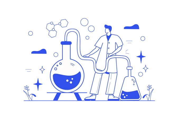 Scientist performs lab experiment  Illustration