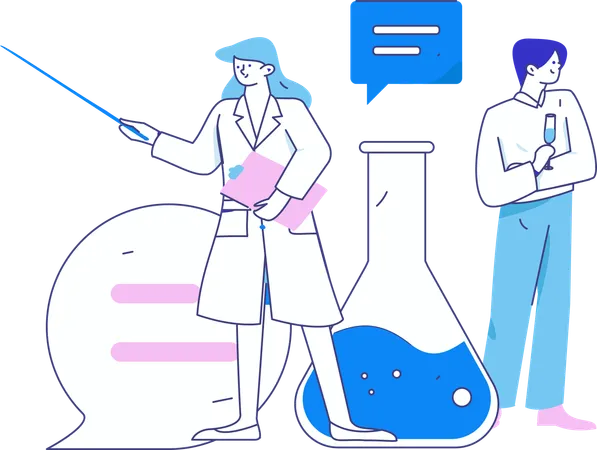 Scientist performs lab experiment in laboratory  Illustration