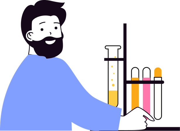 Scientist performs lab experiment on chemicals  Illustration