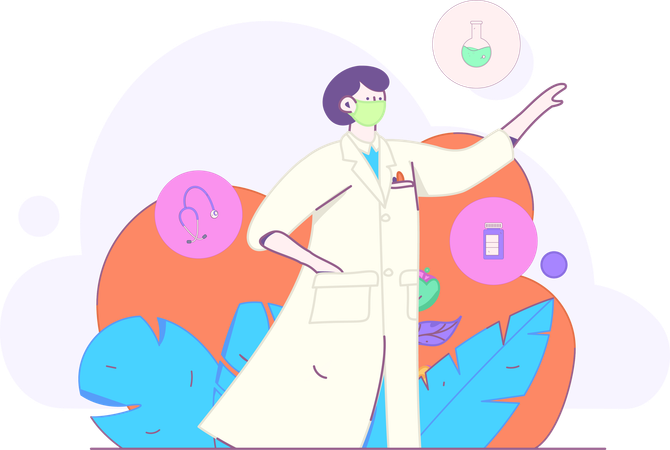 Scientist performs lab experiments  Illustration