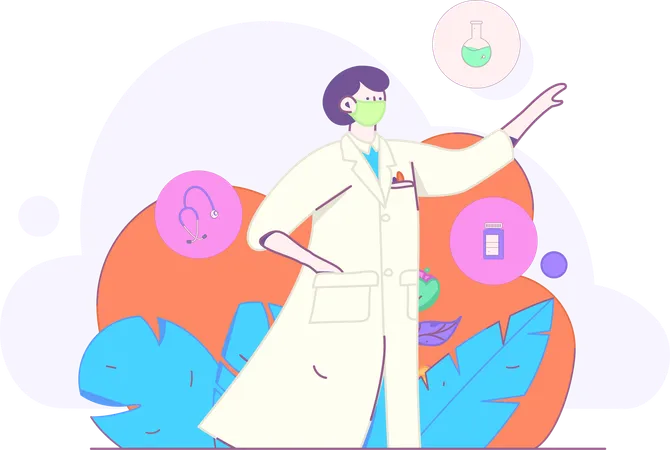 Scientist performs lab experiments  Illustration