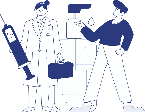 Scientist performs lab tests  Illustration
