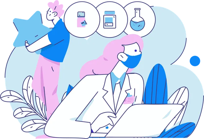 Scientist performs lab tests  Illustration