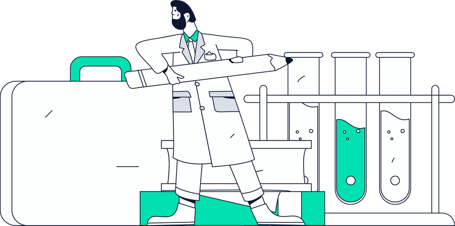 Scientist Performs Medical Testing  Illustration